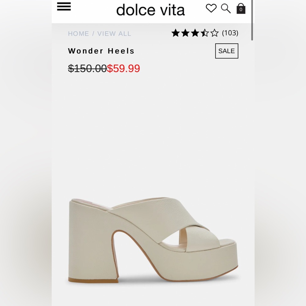 dolce vita size 7 ivory heel sandal